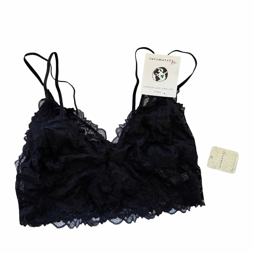 Free People Womens Everyday Lace Longline Bralette 2 Pack Size M Black Romantic